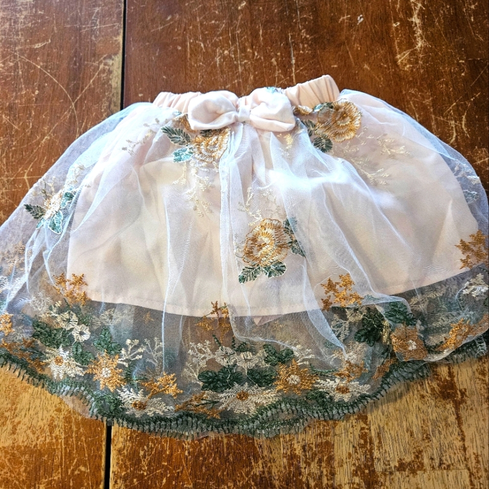 Pat Pat Toddler Girls Dress Floral Flower. Size 6-9Months. NEW Green Pink Gold